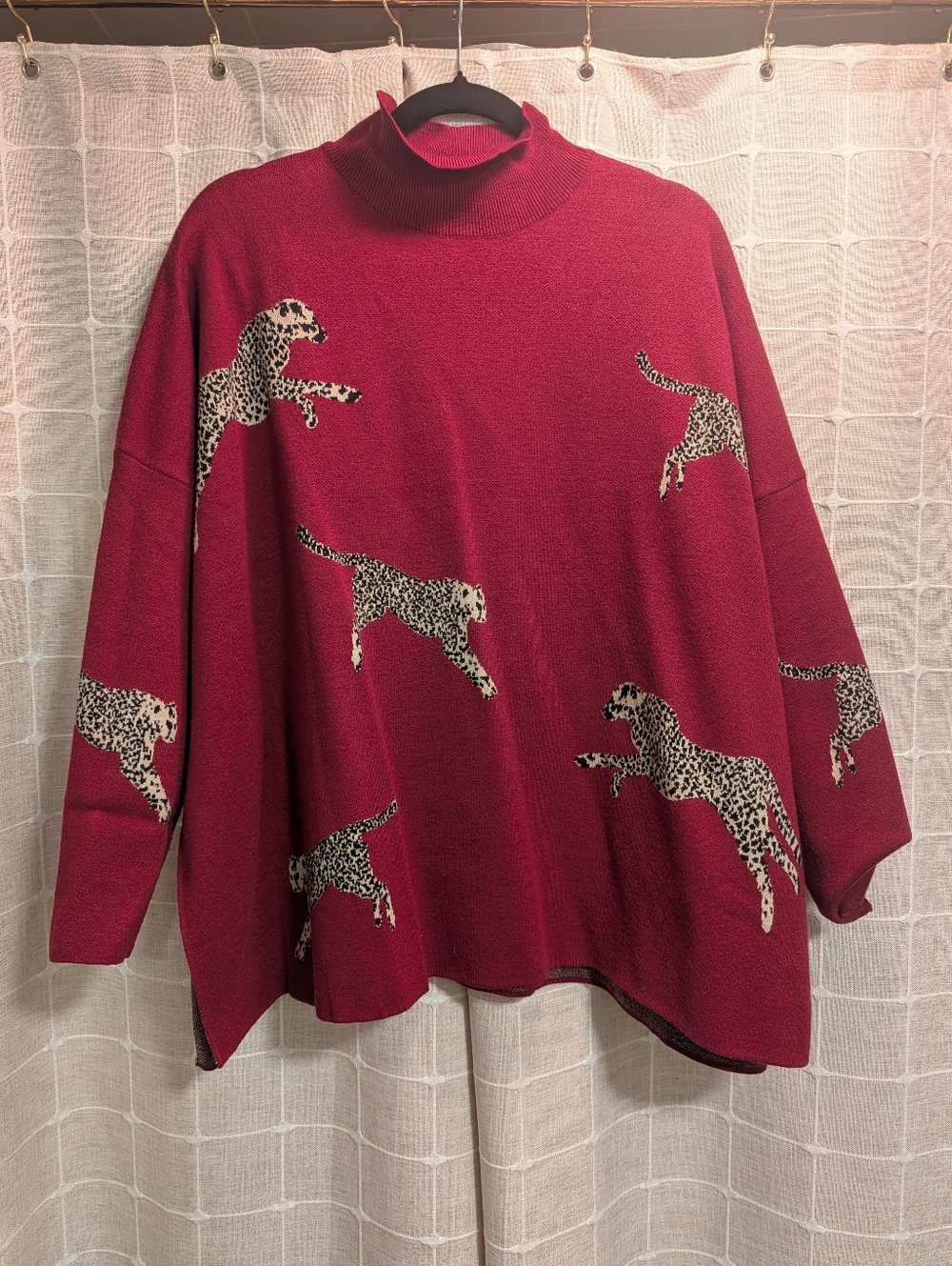 Entro Burgundy Cheetah Sweater